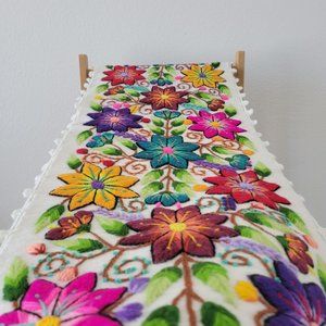 Embroidery Floral, Peruvian Hand-Woven Table Runner |Multi Color Flowers Peruvia